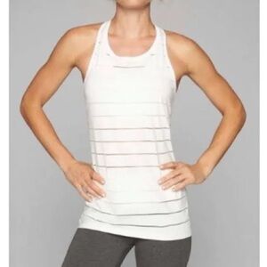Athleta White Striped Sleeveless Racerback Tank XS